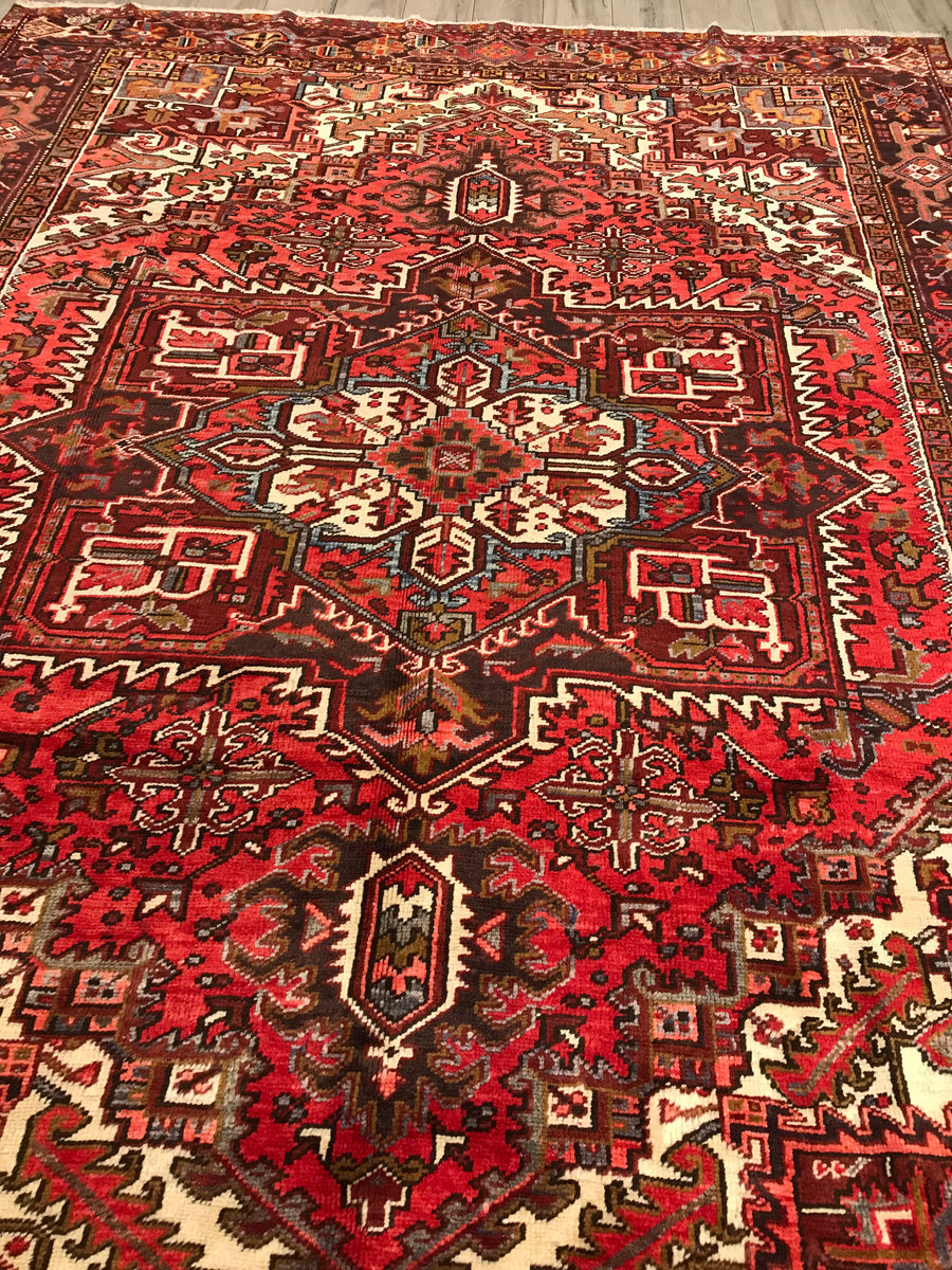 Front Door Rug - Old Persian Heriz Front Door Wool Rug for Sale