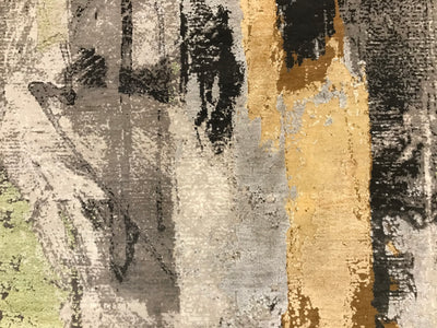 India Modern Texture Hand Knotted Wool & Silk 8x10