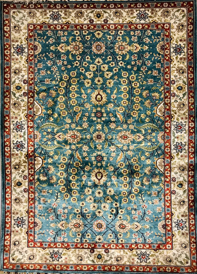 Chinese Turkish Herki Hand Knotted Silk 3x4