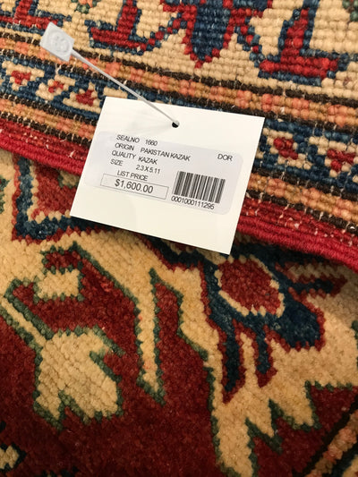 Pakistan Kazak Hand Knotted Wool 2x6
