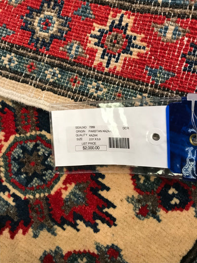 Pakistan Kazak Hand Knotted Wool 2x6