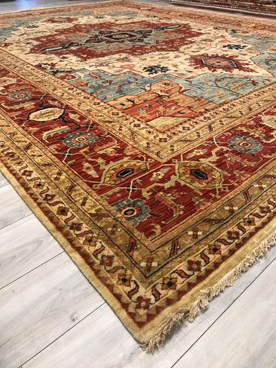 India Heriz Hand Knotted wool 12x15