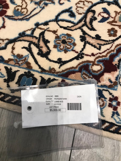 Persian Nain Hand Knotted Wool & Silk 2x7