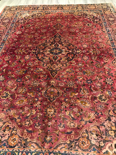 Persian Old Kashan Hand Knotted Wool  8x11