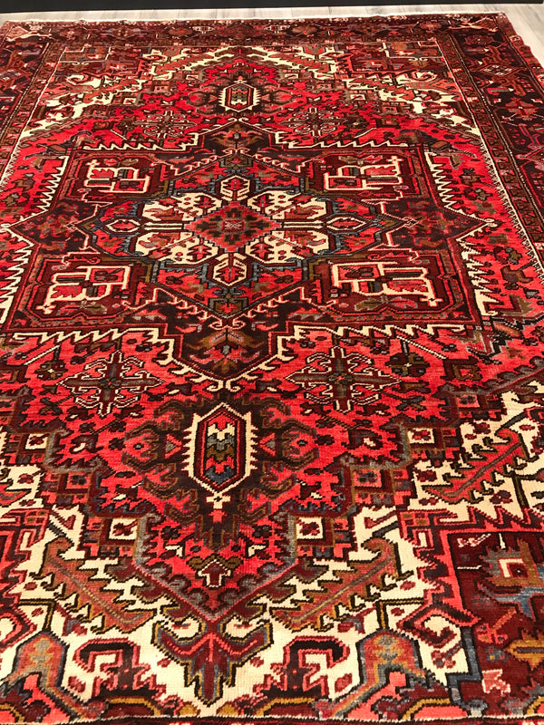 1920s Persian Rug 9x12, Red Persian Carpet, High Quality Persian