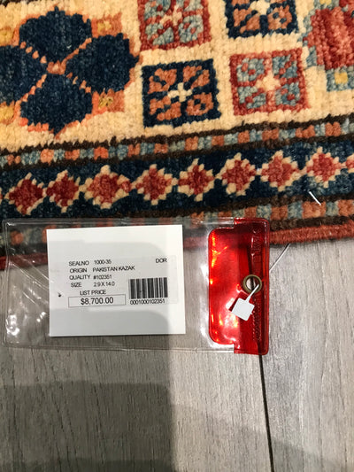 Pakistan Kazak Hand Knotted Wool 3x14