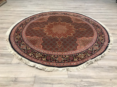 Persian (Iran) Tabriz Mahi Hand Knotted Wool & Silk 7x7