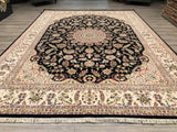 India Nain Hand Knotted Wool & Silk 9x12