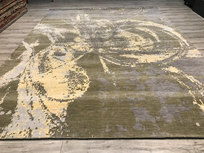 India HDFR Modern Hand Knotted Wool 9x12