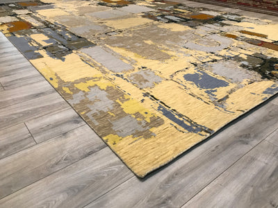 India New Modern HDFR Hand Knotted Wool 10x14
