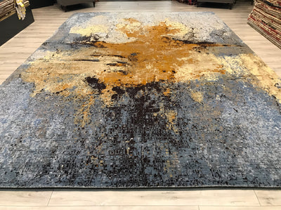 India New Modern HDFR Hand Knotted Wool 10x14