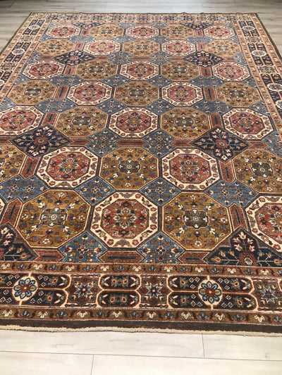 Pakistan Fine Geometric Ziegler Hand Knotted Wool 9x12