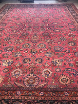 Persian Mashad Old Rug Hand Knotted Wool 12x17