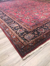 Persian Mashad Old Rug Hand Knotted Wool 12x17