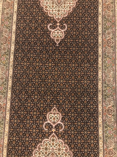 Persian Tabriz Mahi Hand Knotted Wool & Silk 3x8