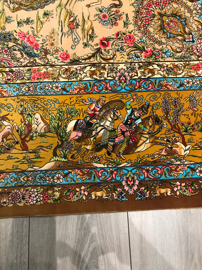 Persian Fine Qum Hunting Art Silk Power Loom 7x10