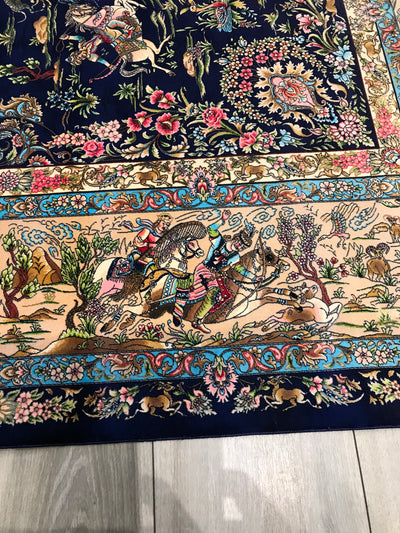 Persian Fine Qum Hunting Art Silk Power Loom 7x10