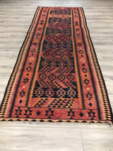 Persian Old Killim Hand Woven Wool 4x10