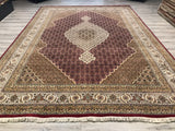 India Tabriz Mahi Hand Knotted Wool & Silk 9x12