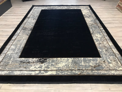 Turkish Fine Black Contemporary Power Loom 8x11