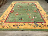 Pakistan Art Deco Hand Knotted Wool 9x12