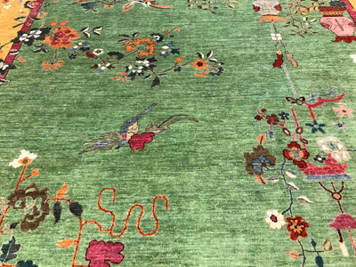 Pakistan Art Deco Hand Knotted Wool 9x12