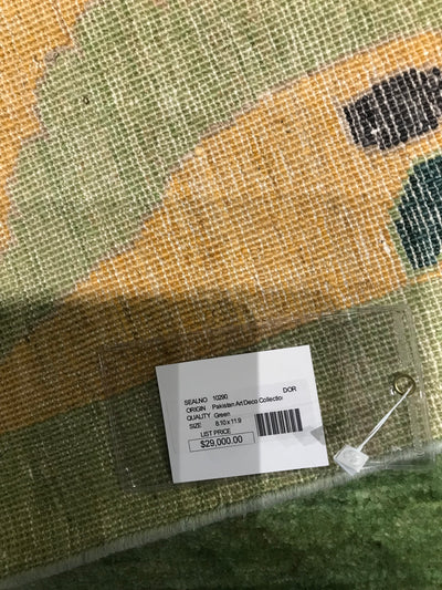 Pakistan Art Deco Hand Knotted Wool 9x12