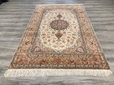 Persian Isfehan Hand Knotted Wool & Silk On Silk 5x8