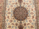 Persian Isfehan Hand Knotted Wool & Silk On Silk 5x8