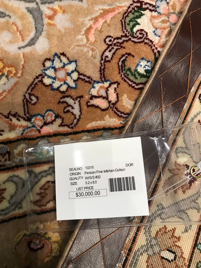 Persian Isfehan Hand Knotted Wool & Silk On Silk 5x8