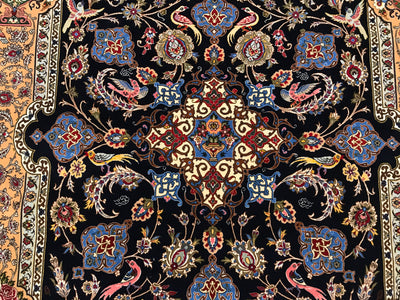 Persian Isfehan Hand Knotted Lamb Wool & Silk On Silk 5x8