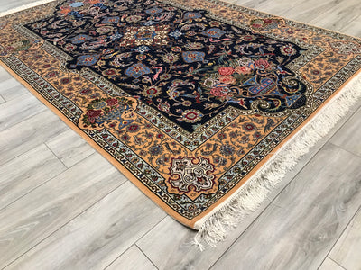 Persian Isfehan Hand Knotted Lamb Wool & Silk On Silk 5x8