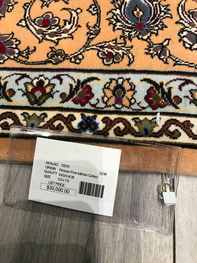 Persian Isfehan Hand Knotted Lamb Wool & Silk On Silk 5x8