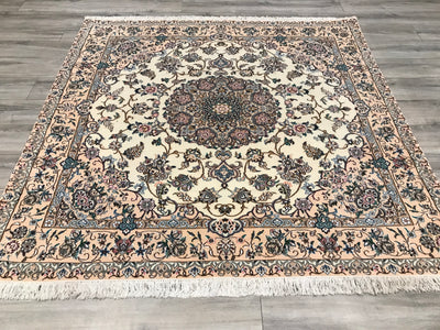 Persian Nain Hand Knotted Wool & Silk 6.6 x6.6