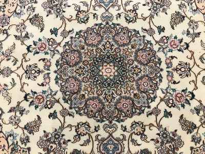 Persian Nain Hand Knotted Wool & Silk 6.6 x6.6