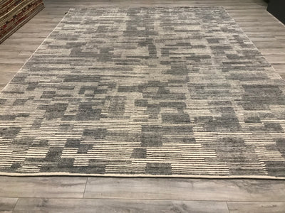 India Modern Morocco Hand Knotted Wool 9x12