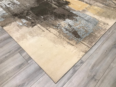 India Modern Texture Hand Knotted Wool & Silk 8x10