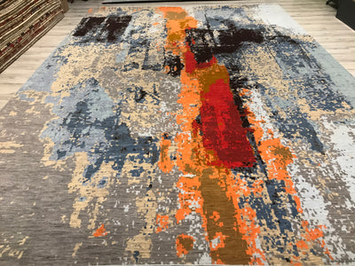 India Modern HDFR Hand Knotted Wool 12x15