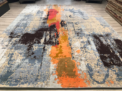 India Modern HDFR Hand Knotted Wool 12x15