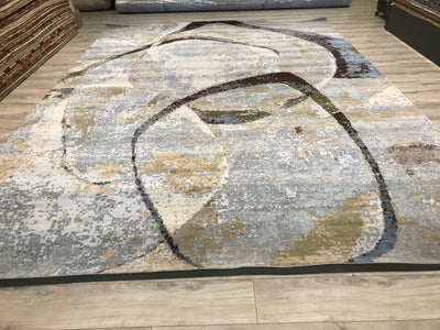 India Modern HDFR Hand Knotted Wool 10x14