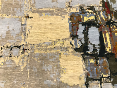 India Modern HDFR Hand Knotted Wool 9x12