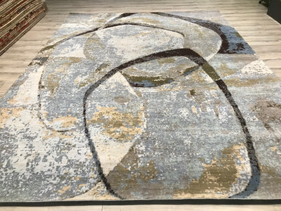 India Modern HDFR Hand Knotted Wool 9x12