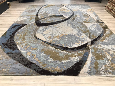 India Modern HDFR Hand Knotted Wool 9x12