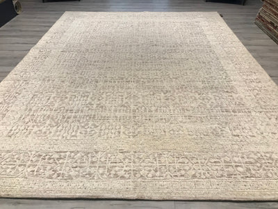 India Modern Morocco Hand Knotted Wool 9x12