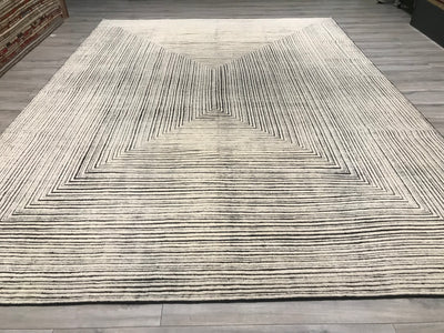 India Modern Morocco Hand Knotted Wool 9x12