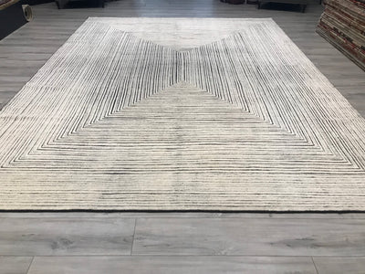 India Modern Morocco Hand Knotted Wool 9x12