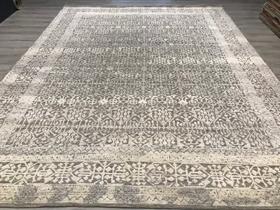 India Modern Morocco Hand Knotted Wool 9x12