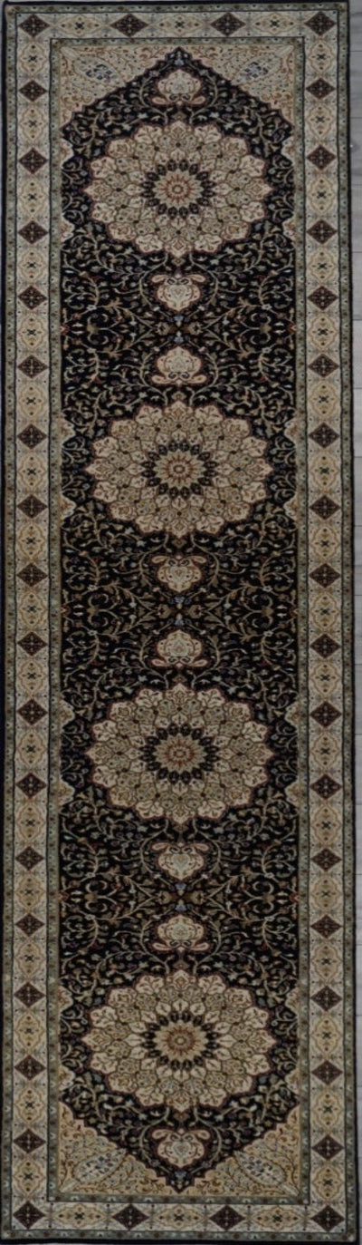 India Tabriz Hand Knotted Wool & Silk 3x12