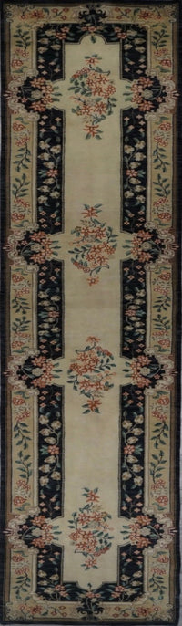 India Aubusson Hand Knotted Wool 3x12
