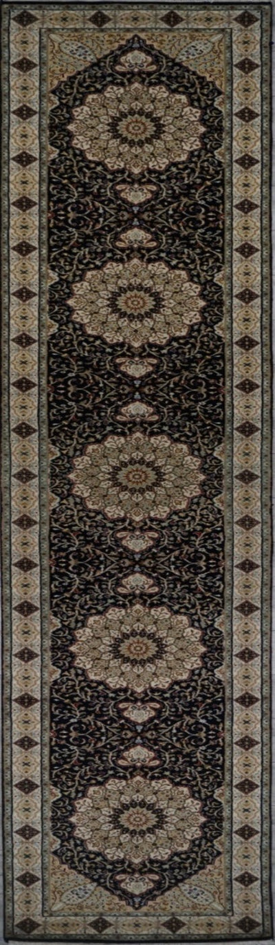 India Tabriz Hand Knotted Wool & Silk 3x14